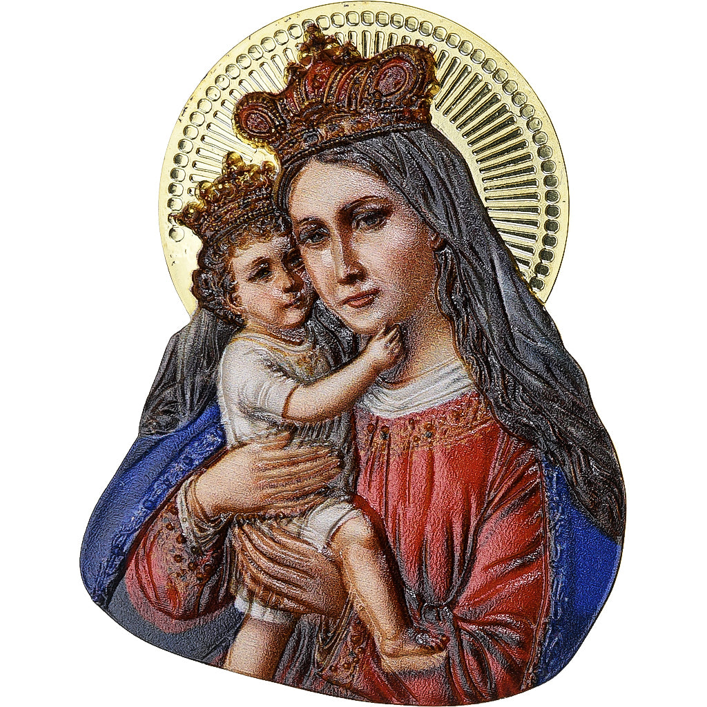 Ghana, 2 Cedis, Madonna with Child, 2022, Copper-Nickel Gilt, MS(65-70)