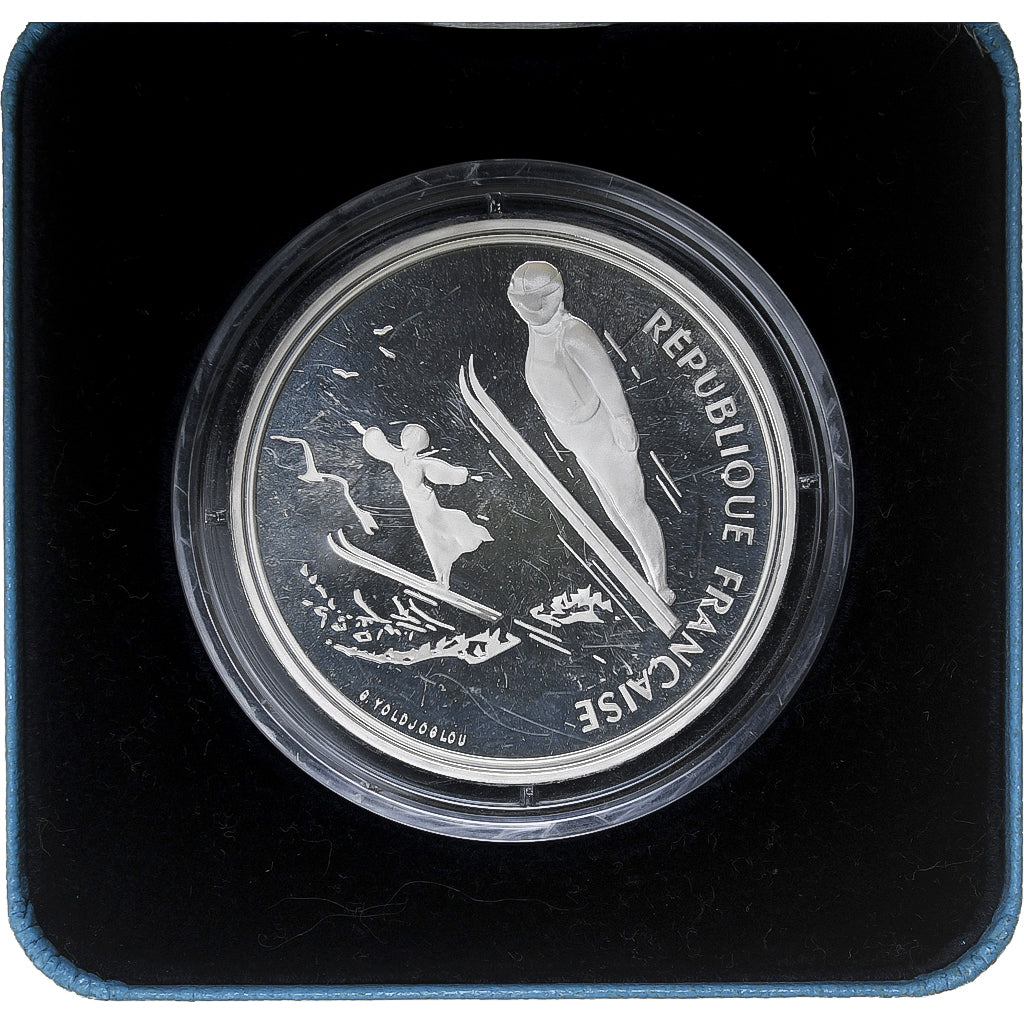 France, 100 Francs, 1992 Olympics, Albertville, Ski Jumping, 1991, MDP, Proof