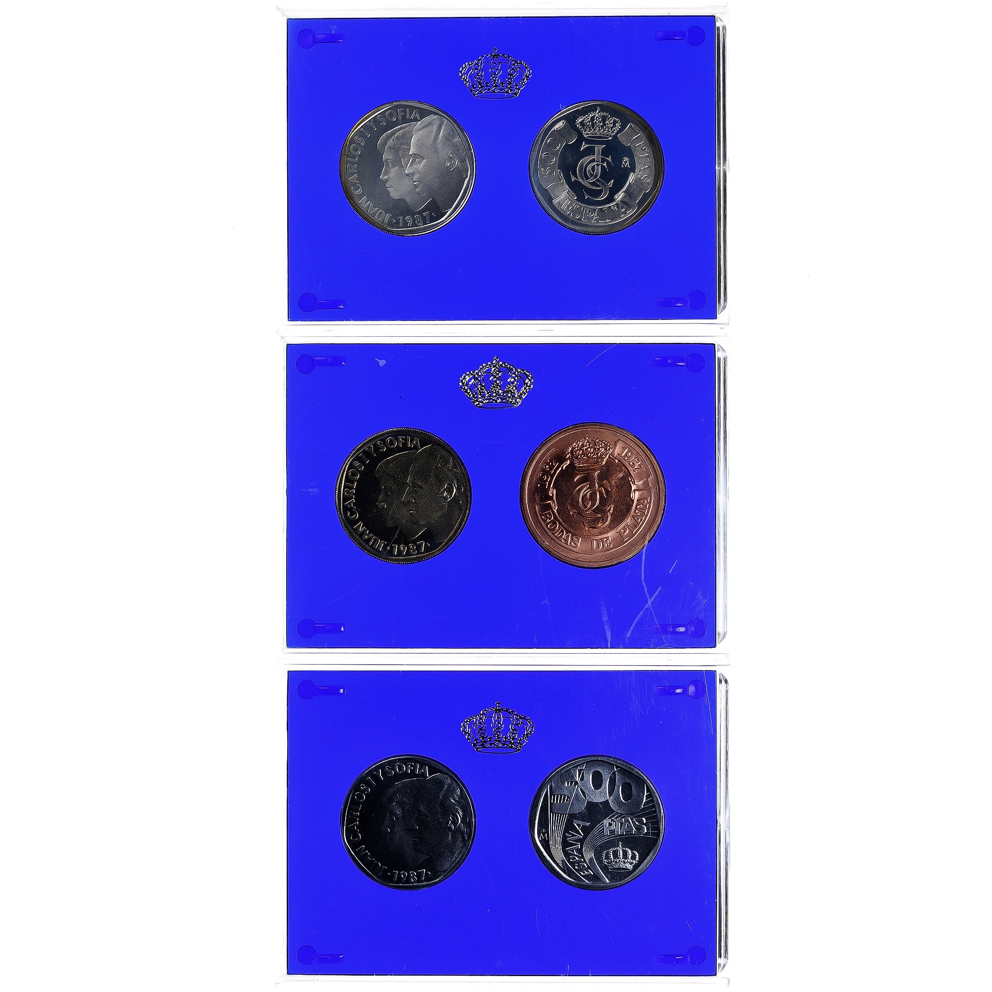 Spain, Set 3x 500 Pesetas, 25 years of marriage - Juan Carlos and Sofia, 1987