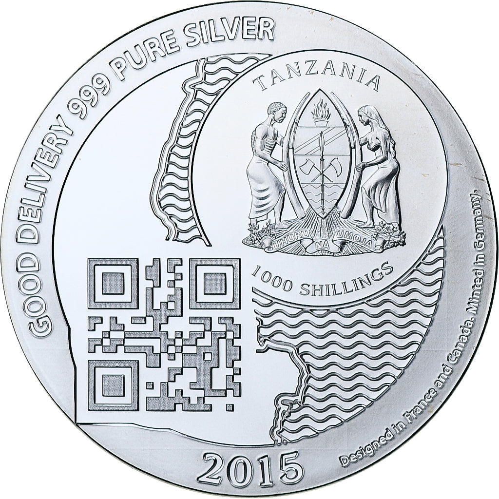 Zanzibar, 1000 Shillings, 1 Vera Silver Oz, 2015, BE, Argent, FDC