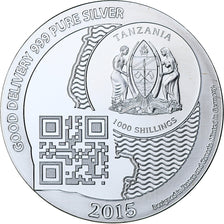 Zanzibar, 1000 Shillings, 1 Vera Silver Oz, 2015, BE, Argent, FDC