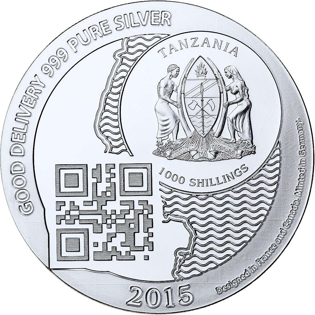 Zanzibar, 1000 Shillings, 1 Vera Silver Oz, 2015, Proof, Silver, MS(65-70)