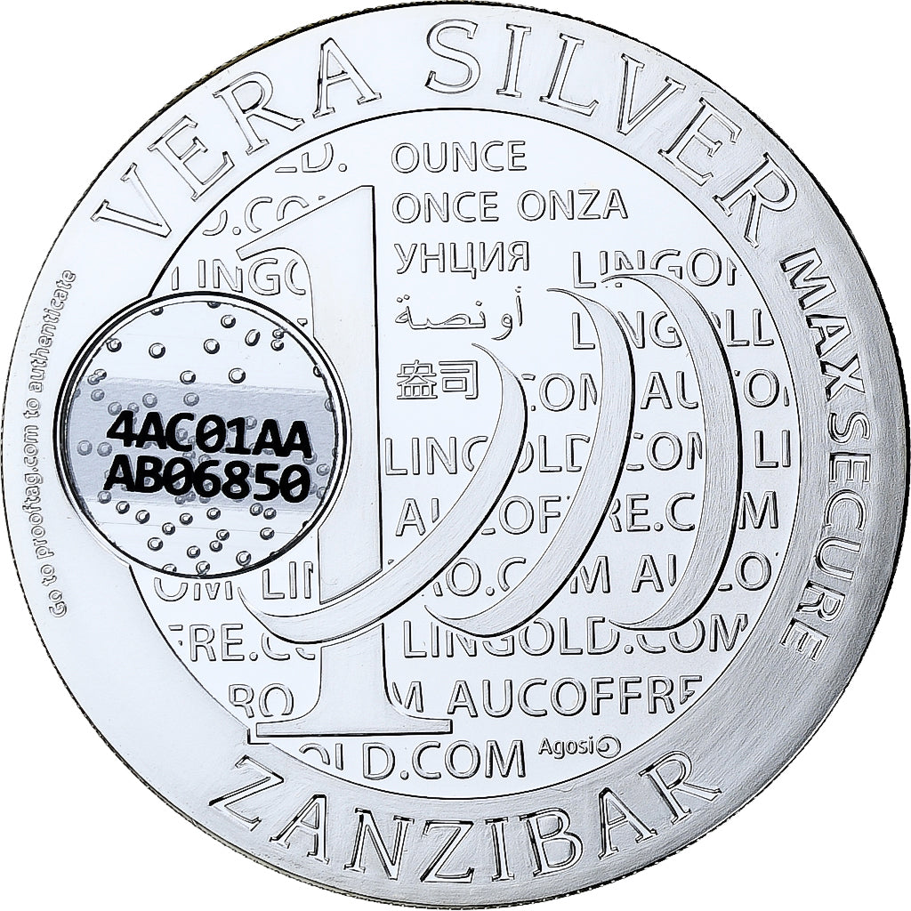 Zanzibar, 1000 Shillings, 1 Vera Silver Oz, 2015, Proof, Silver, MS(65-70)