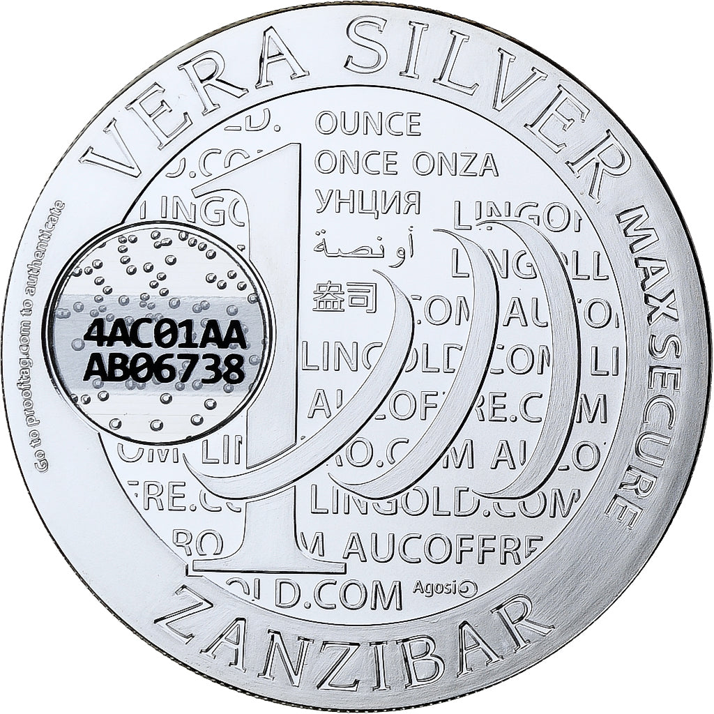 Zanzibar, 1000 Shillings, 1 Vera Silver Oz, 2015, BE, Argent, FDC