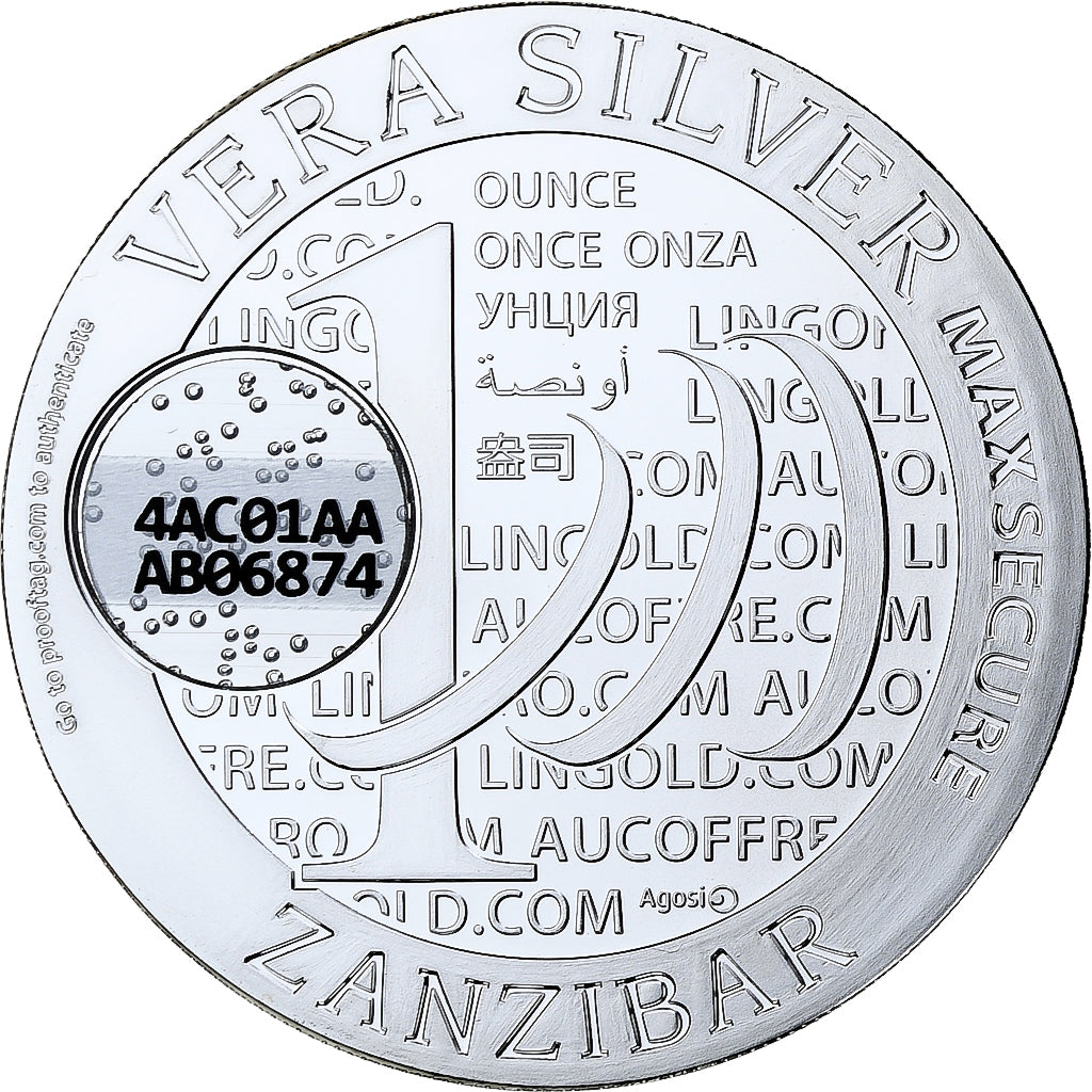 Zanzibar, 1000 Shillings, 1 Vera Silver Oz, 2015, FS, Argento, FDC