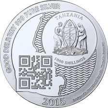 Zanzibar, 1000 Shillings, 1 Vera Silver Oz, 2015, Proof, Silver, MS(65-70)