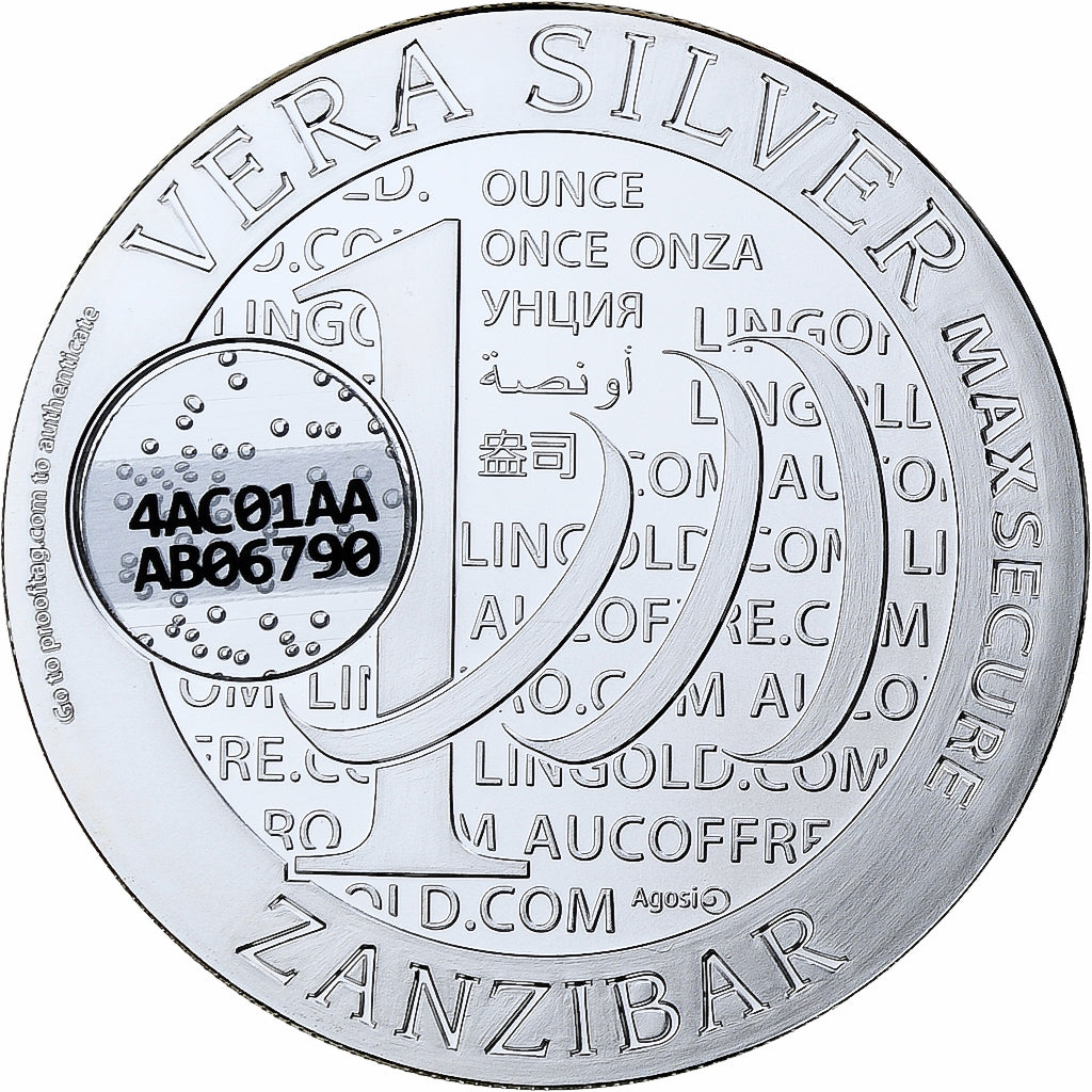 Zanzibar, 1000 Shillings, 1 Vera Silver Oz, 2015, Proof, Silver, MS(65-70)