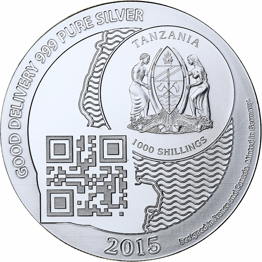 Zanzibar, 1000 Shillings, 1 Vera Silver Oz, 2015, Proof, Silver, MS(65-70)