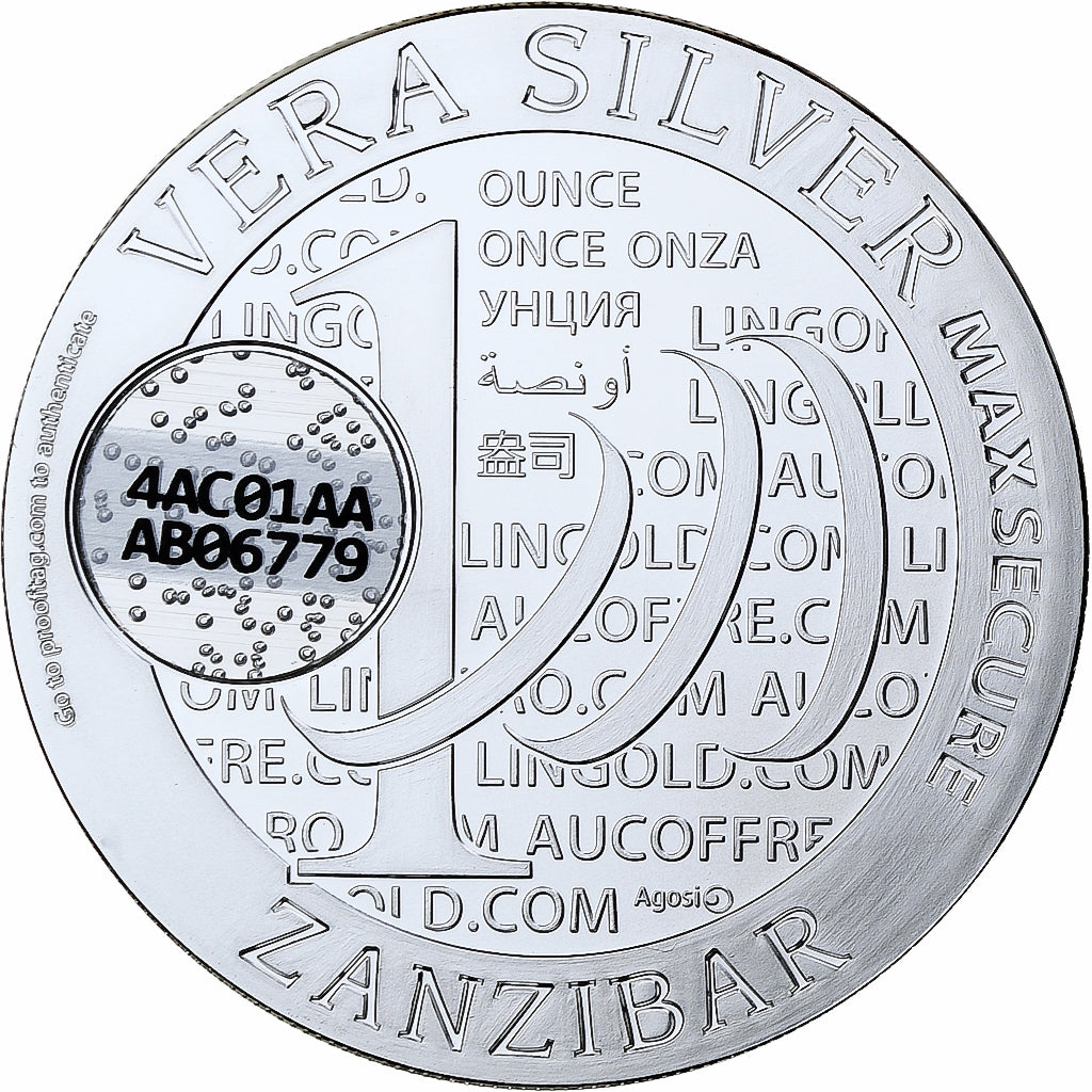 Zanzibar, 1000 Shillings, 1 Vera Silver Oz, 2015, Proof, Silver, MS(65-70)