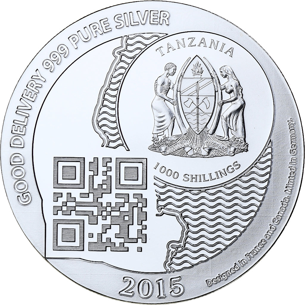 Zanzibar, 1000 Shillings, 1 Vera Silver Oz, 2015, Proof, Srebro, MS(65-70)