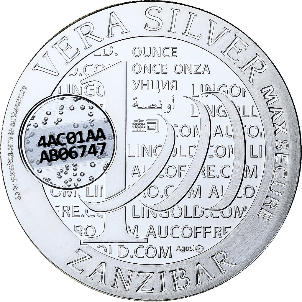Zanzibar, 1000 Shillings, 1 Vera Silver Oz, 2015, Proof, Silver, MS(65-70)
