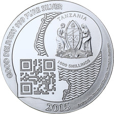 Zanzibar, 1000 Shillings, 1 Vera Silver Oz, 2015, FS, Argento, FDC