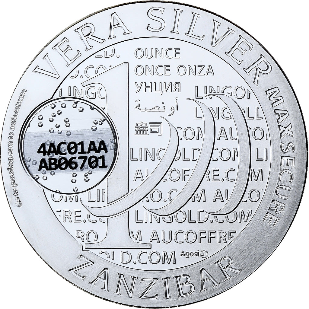 Zanzibar, 1000 Shillings, 1 Vera Silver Oz, 2015, FS, Argento, FDC
