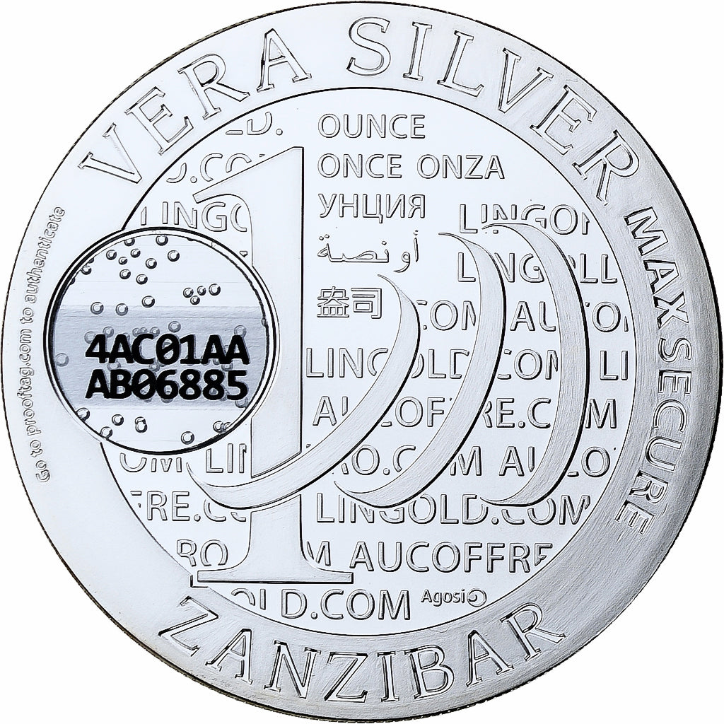 Zanzibar, 1000 Shillings, 1 Vera Silver Oz, 2015, Proof, Silver, MS(65-70)