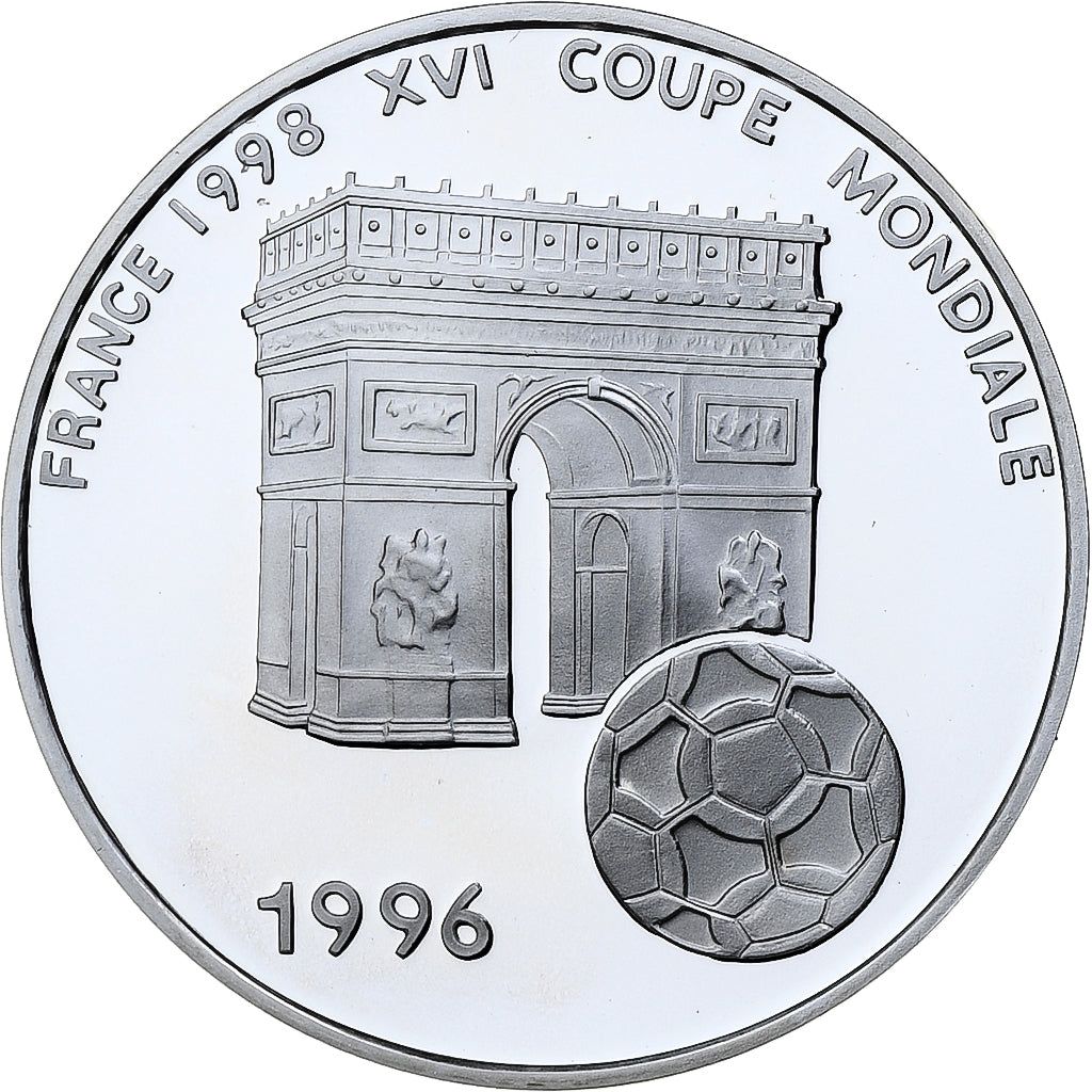 Benin, 1000 Francs CFA, World Cup France 1998, 1996, Proof, Silver, MS(65-70)