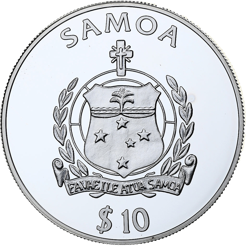 Samoa, 10 Tala, World Cup France 1998, 1998, Proof, Silver, MS(65-70)