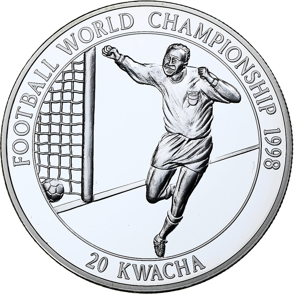 Malawi, 20 Kwacha, World Cup France 1998, 1998, Proof, Silver, MS(65-70)