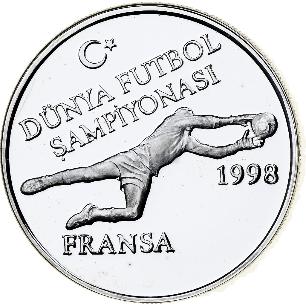 Turkije, 750000 Lira, World Cup France 1998, 1996, Proof, Zilver, FDC