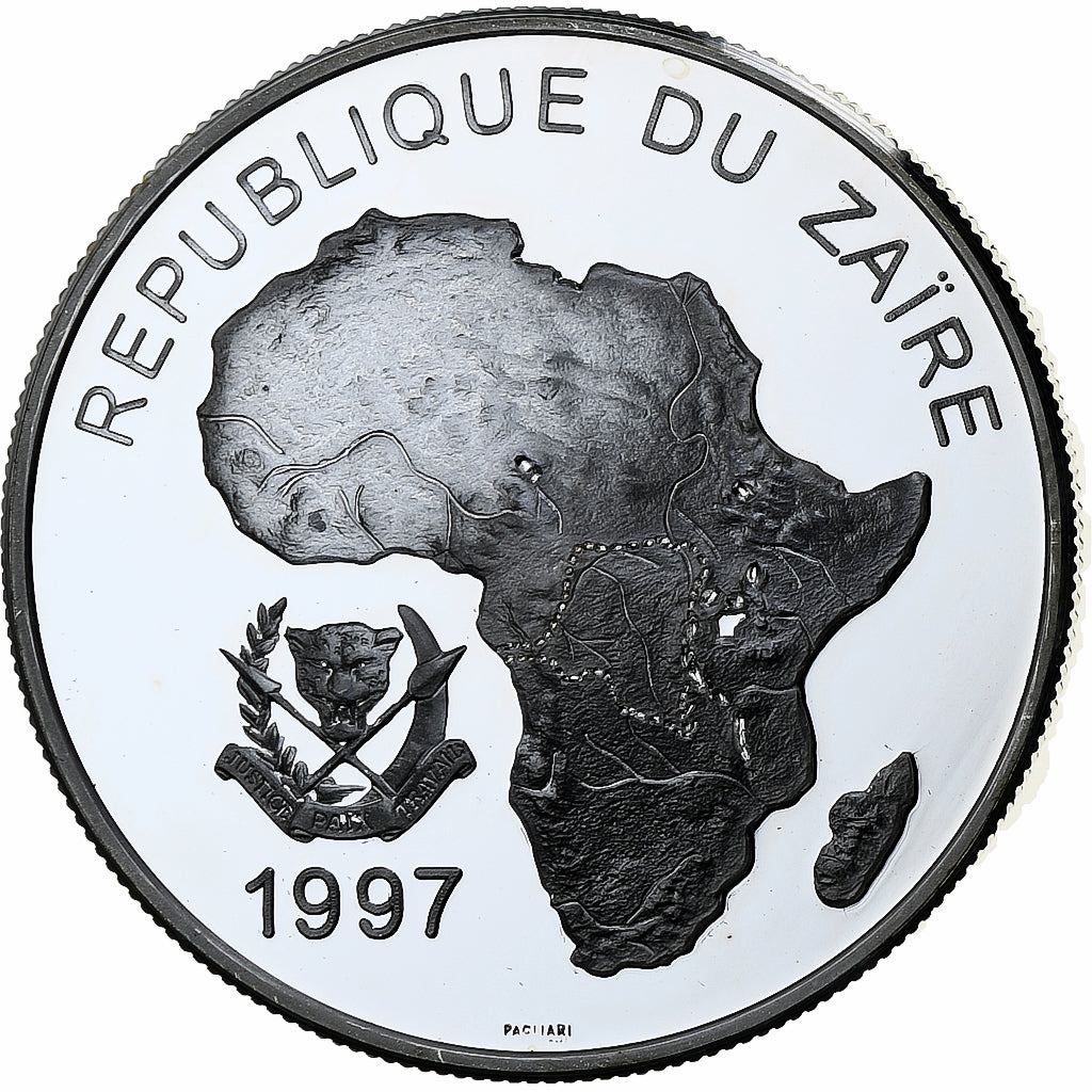 Zaire, 1000 Zaïres, World Cup France 1998, 1997, Proof, Silver, MS(65-70)