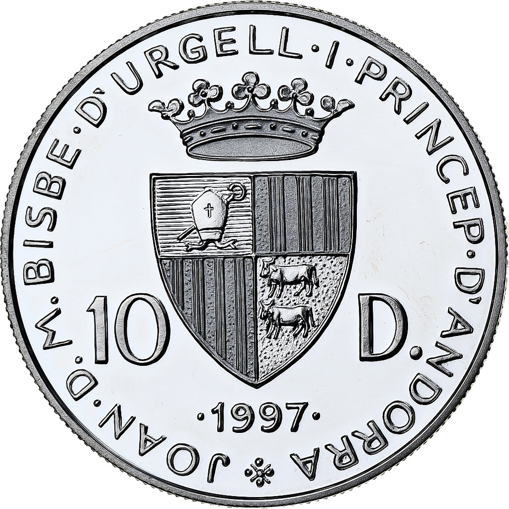 Andorra, 10 Diners, World Cup France 1998, 1997, Proof, Silver, MS(65-70)