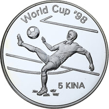 Papua-Nova Guiné, 5 Kina, World Cup France 1998, 1997, Proof, Prata, MS(65-70)