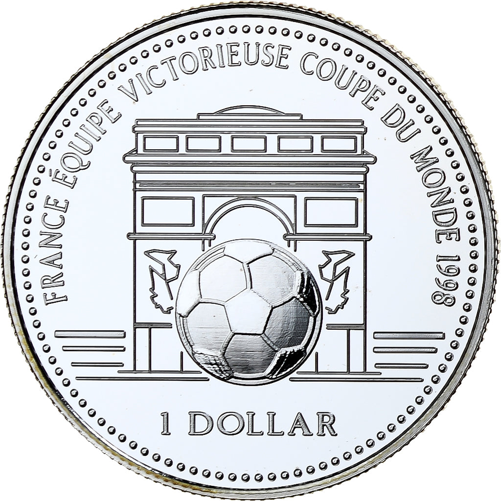 Ilhas Cook, 1 Dollar, World Cup France 1998, 1998, Proof, Prata, MS(65-70)