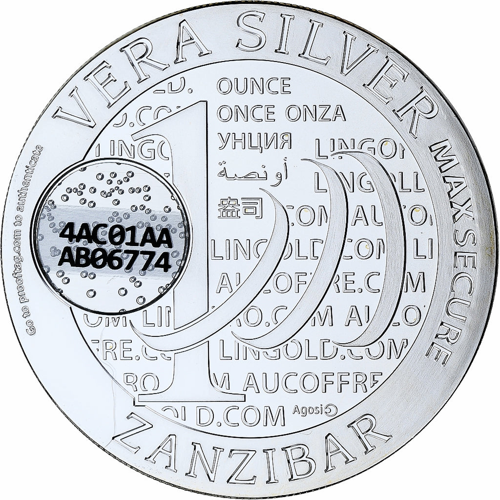 Zanzibar, 1000 Shillings, 1 Vera Silver Oz, 2015, FS, Argento, FDC