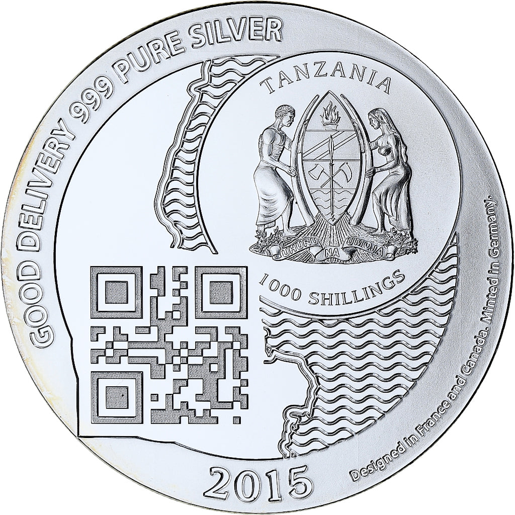 Zanzíbar, 1000 Shillings, 1 Vera Silver Oz, 2015, Prueba, Plata, FDC