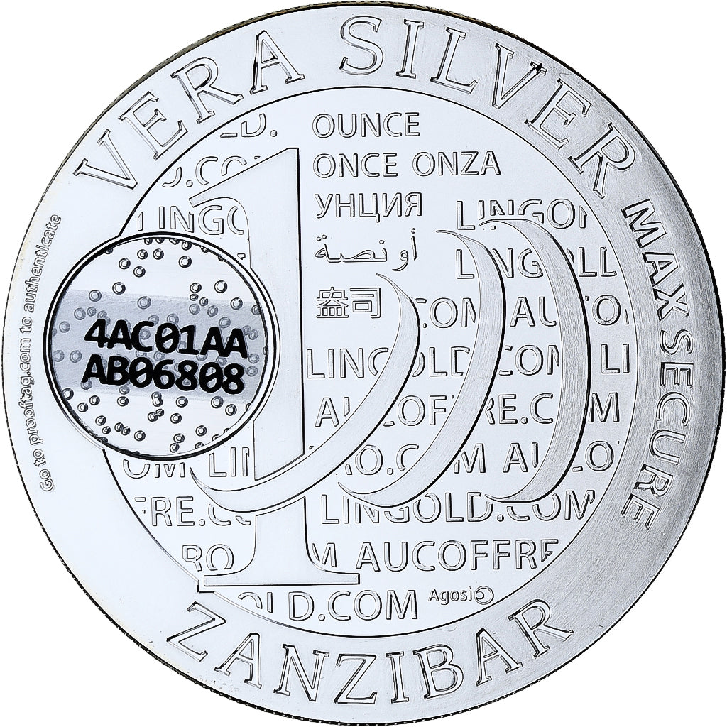 Zanzíbar, 1000 Shillings, 1 Vera Silver Oz, 2015, Prueba, Plata, FDC