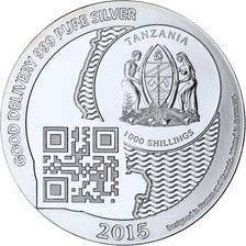 Zanzibar, 1000 Shillings, 1 Vera Silver Oz, 2015, BE, Argent, FDC