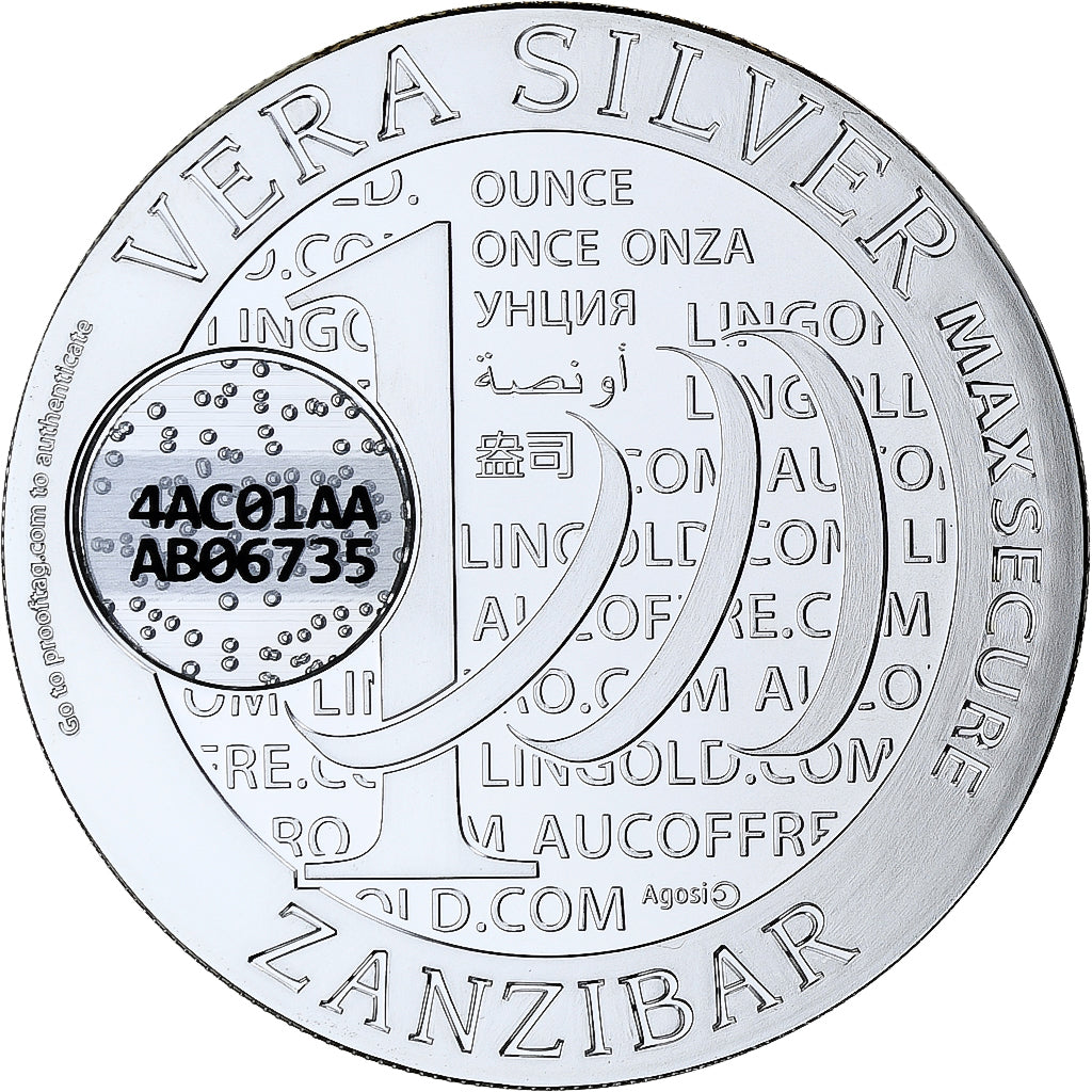 Zanzibar, 1000 Shillings, 1 Vera Silver Oz, 2015, Proof, Silver, MS(65-70)