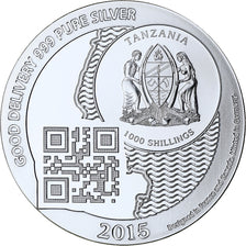 Zanzibar, 1000 Shillings, 1 Vera Silver Oz, 2015, BE, Argent, FDC