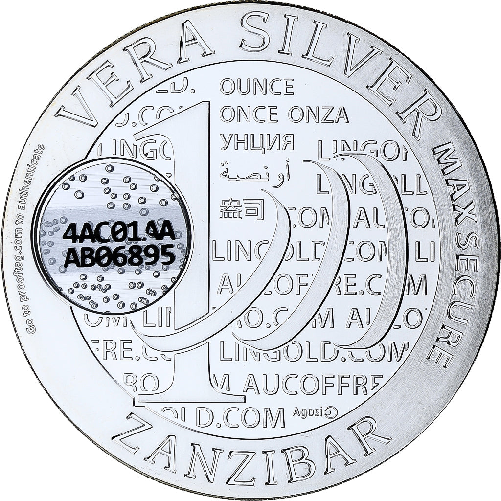 Zanzibar, 1000 Shillings, 1 Vera Silver Oz, 2015, BE, Argent, FDC