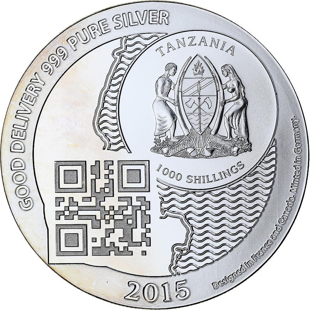Zanzíbar, 1000 Shillings, 1 Vera Silver Oz, 2015, Prueba, Plata, FDC