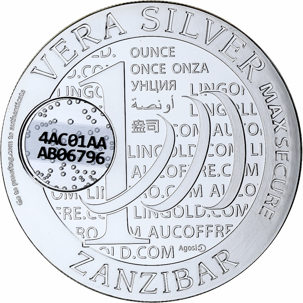 Zanzibar, 1000 Shillings, 1 Vera Silver Oz, 2015, FS, Argento, FDC