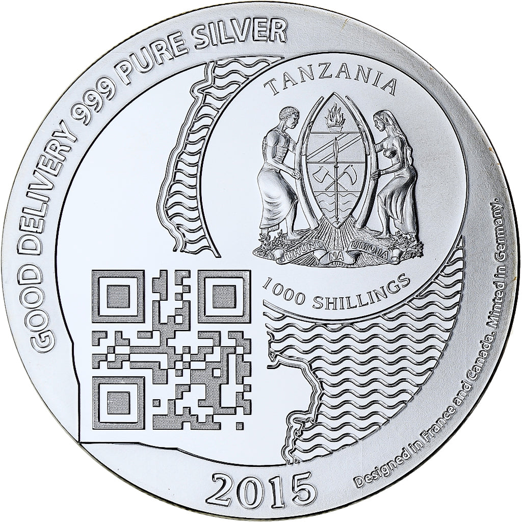 Zanzíbar, 1000 Shillings, 1 Vera Silver Oz, 2015, Prueba, Plata, FDC