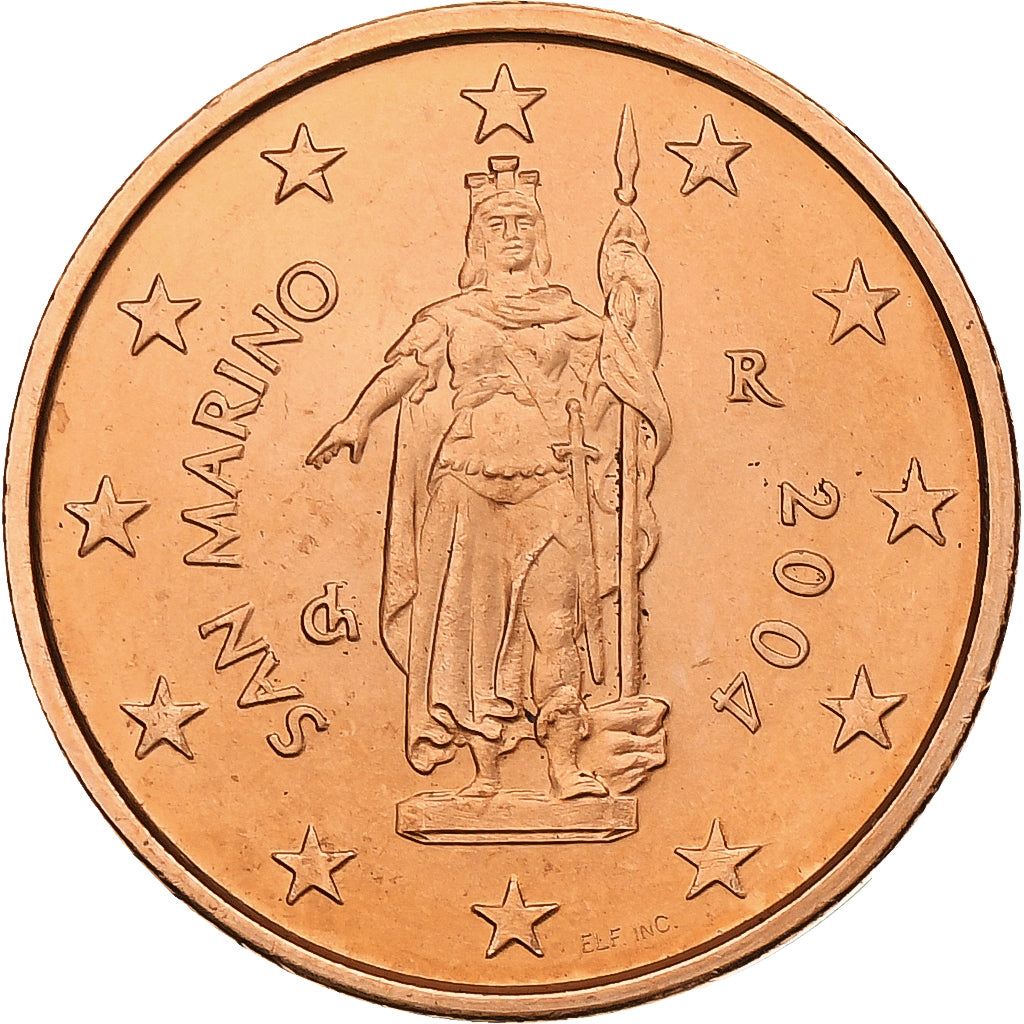 San Marino, 2 Euro Cent, 2004, Rome, Aço Cromado a Cobre, MS(65-70)