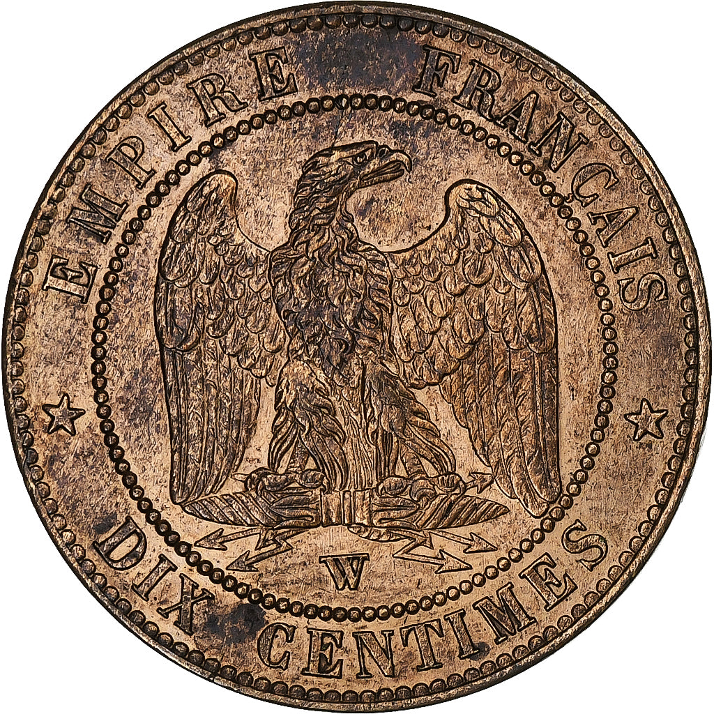 Francia, Napoleon III, 10 Centimes, 1853, Lille, Bronzo, SPL-, Gadoury:248