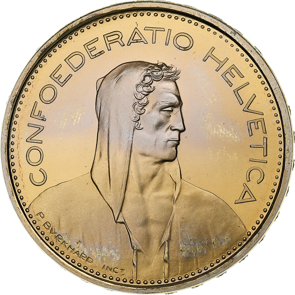 Suiza, 5 Francs, tête de berger, 1978, Bern, Prueba, Cobre - níquel, FDC