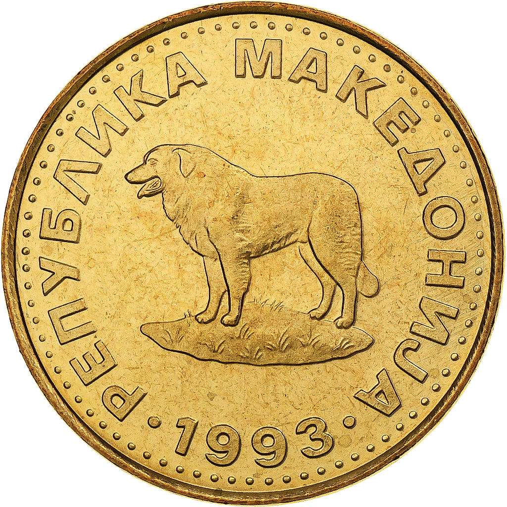 Macedonia, Denar, 1993, Brass, MS(64), KM:2