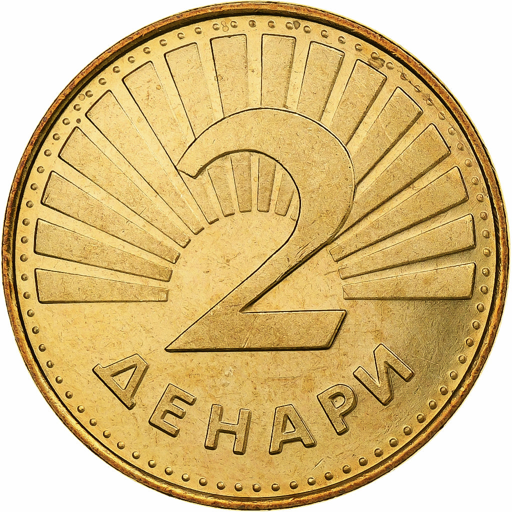 Macedonia, 2 Denari, 1993, Brass, MS(64), KM:3