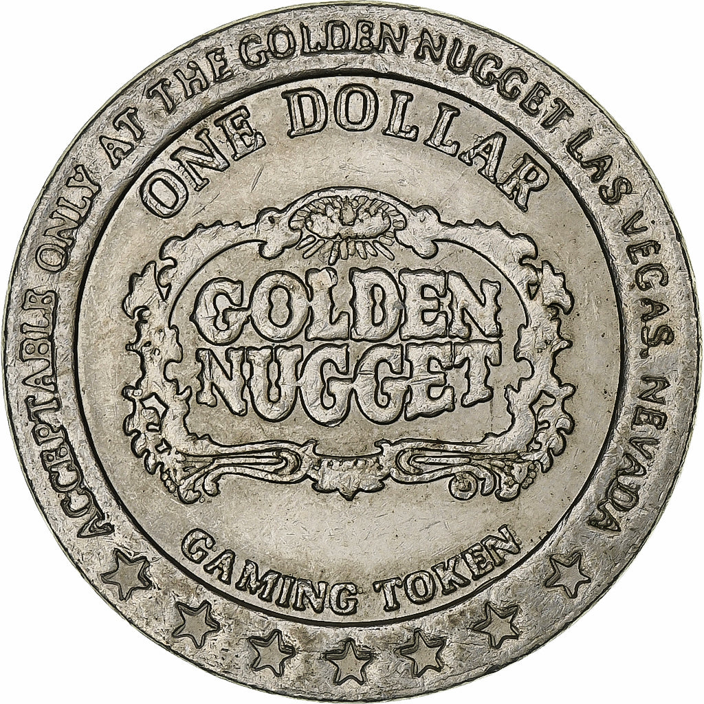 United States, Golden Nugget, Casino Token, EF(40-45), Copper-nickel