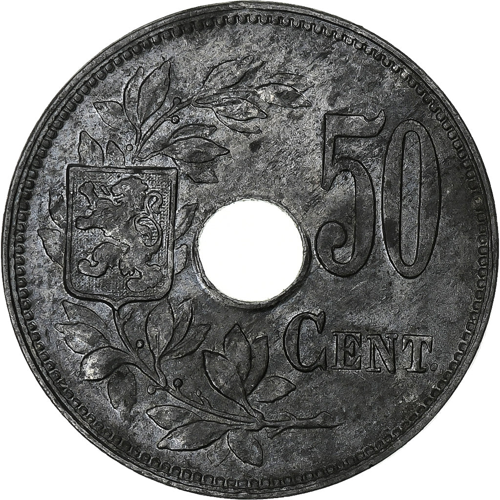 Belgium, Albert I, 50 Centimes, 1918, Brussels, Occupation, Zinc, AU(50-53)