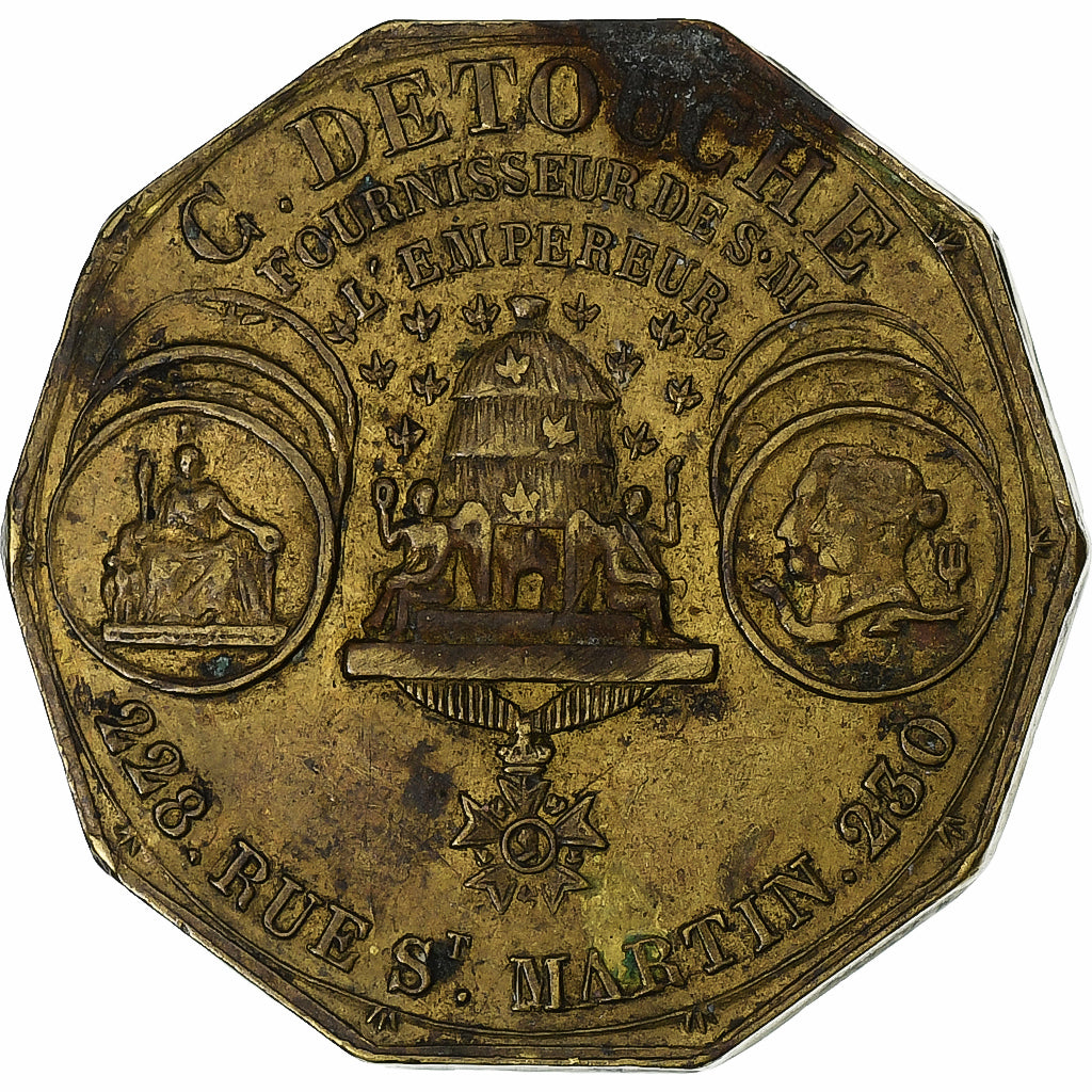 France, Token, Napoléon III, Horlogerie Bijouterie G. Detouche, n.d., Brass