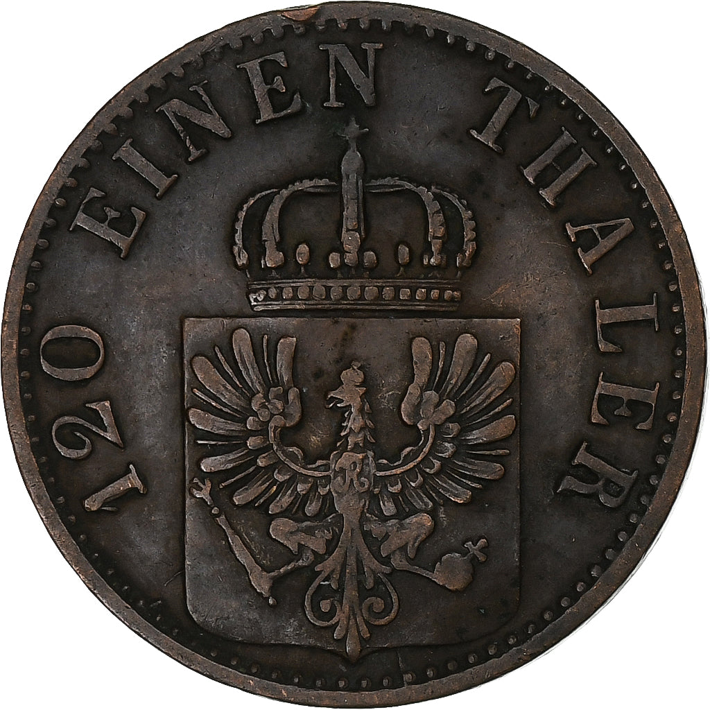 Deutschland, PRUSSIA, Wilhelm I, 3 Pfenninge, 1870, Berlin, Kupfer, SS+, KM:482