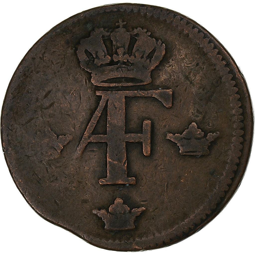 Suecia, Adolf Frederick, Ore, 1758, Bronce, BC+, KM:460