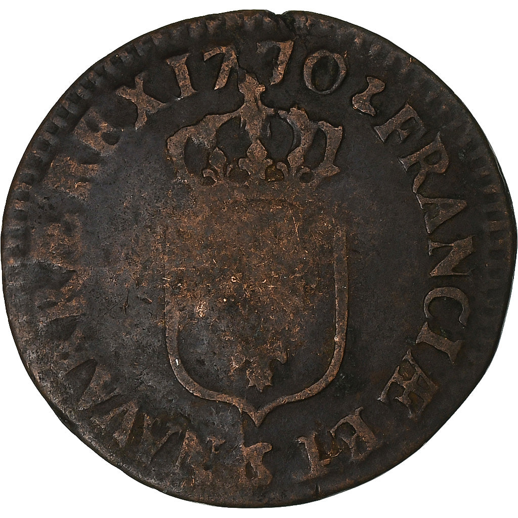 Frankrijk, Louis XV, 1/2 Sol à la vieille tête, 1770, Reims, Koper, ZG+