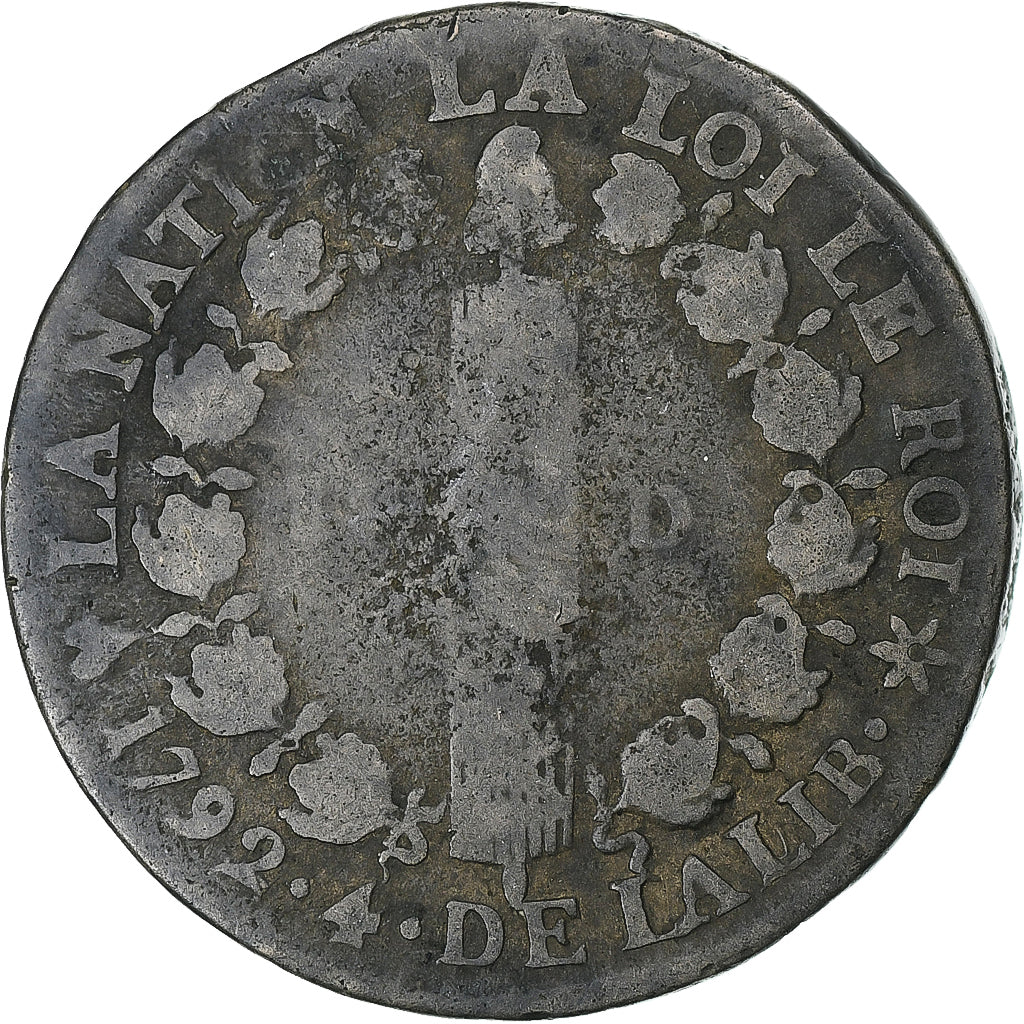 France, Louis XVI, 12 deniers français, 1792 / AN 4, Strasbourg, Métal de