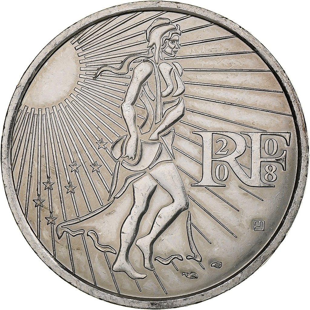 Francja, 15 Euro, Semeuse, 2008, MDP, Srebro, MS(63)