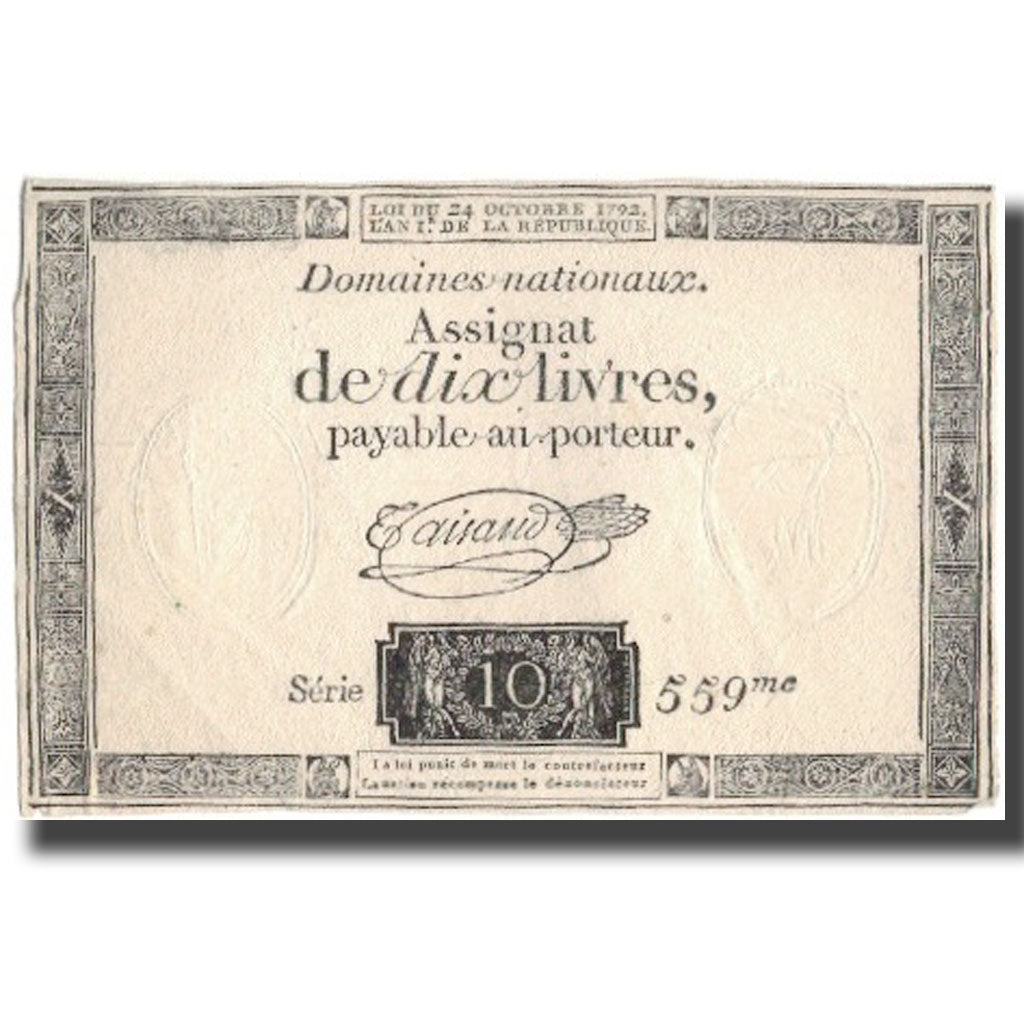 France, 10 Livres, 1792, 1792-10-24, EF(40-45), KM:A66a, Lafaurie:161b